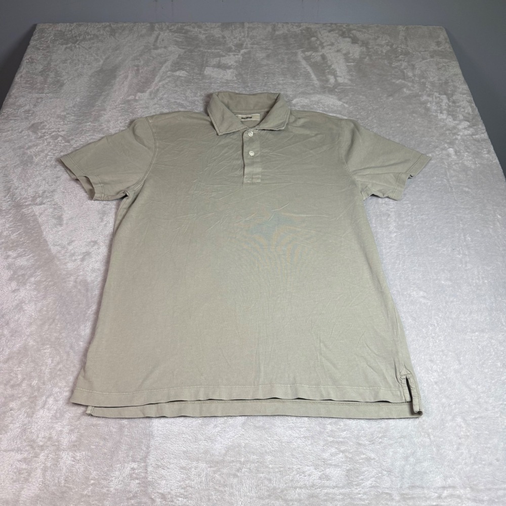 NWOT Buck Mason Mens M Short Sleeve Sueded Cotton Polo Shirt Sage Green